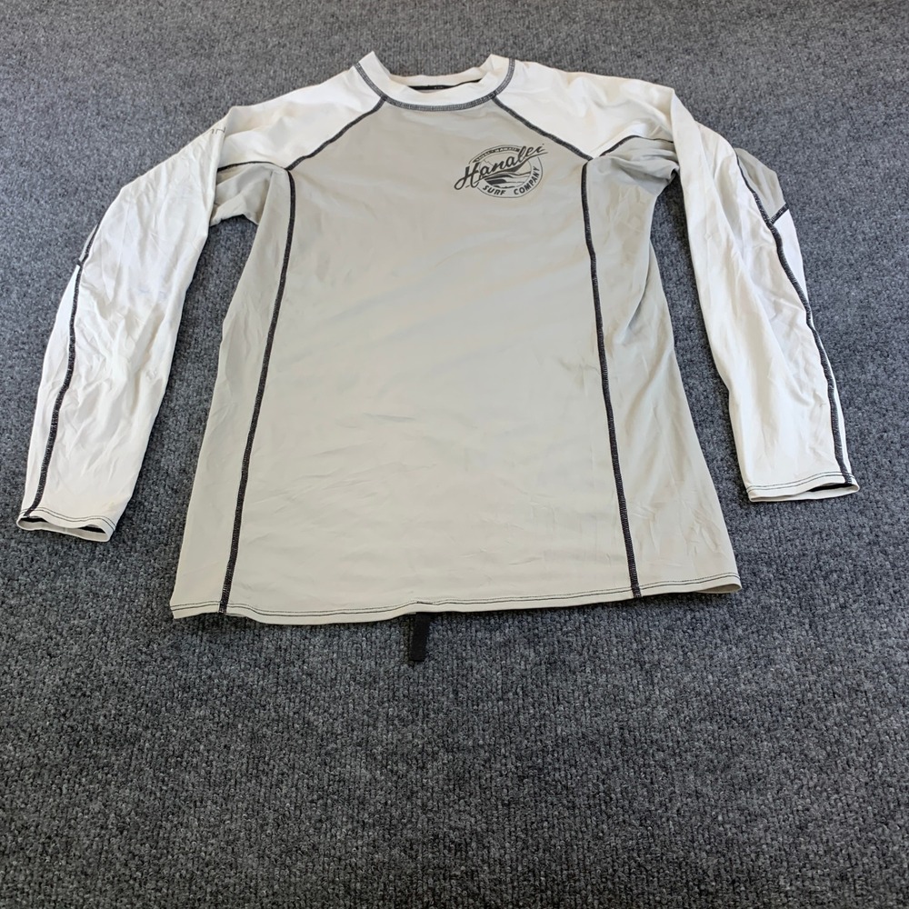 Anetik Hanalei Surf Company Rash Guard Mens Medium Grey White UPF 30 Long Sleeve